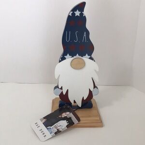 Rae Dunn Patriotic USA Wooden Gnome 10.5” Farmhouse 4th of July NWT